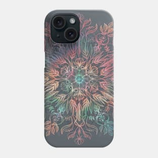 Winter Sunset Mandala in Charcoal, Mint and Melon Phone Case