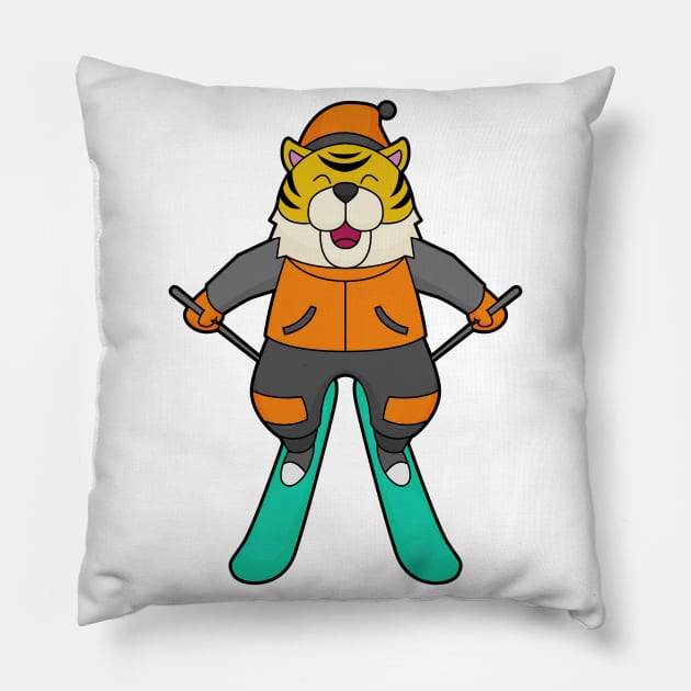 Tiger Skier Ski Pillow by Markus Schnabel