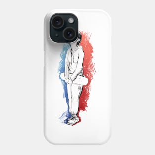 Girl with skateboard red and blue Phone Case