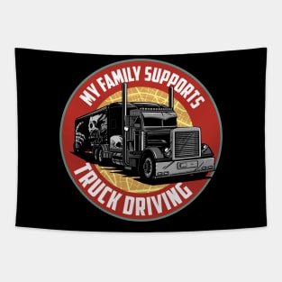 Funny Trucker Truck Driver Big Rig Semi 18 Wheeler Trucking Tapestry