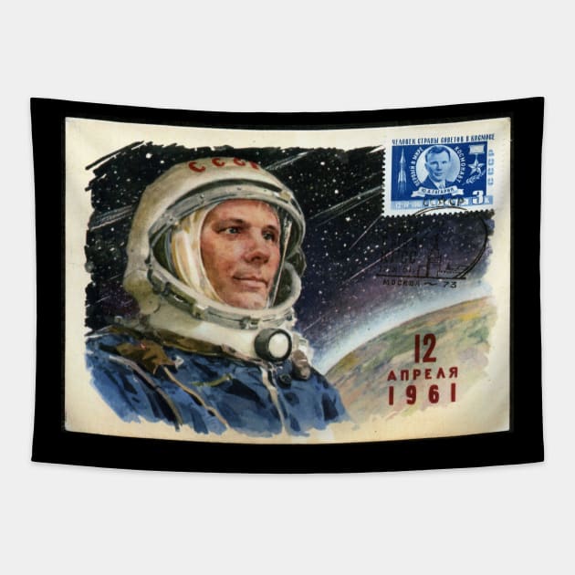 Yuri Gagarin Soviet Poster Astronaut Tapestry by MiljanaVuckovic