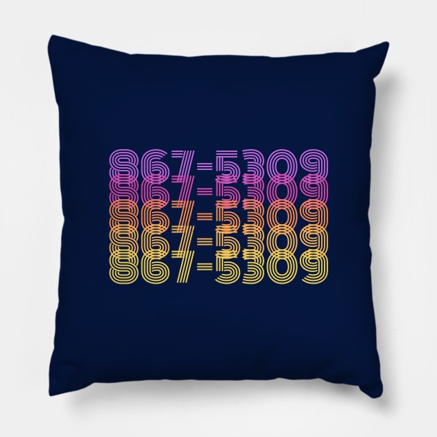 867-5309 - 1980s Famous Phone Number - Song Lyrics Pillow by Design By Leo