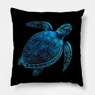 Sea turtle, tattoo style Pillow