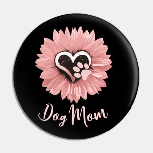 Dog mom pink sunflower paw print Pin