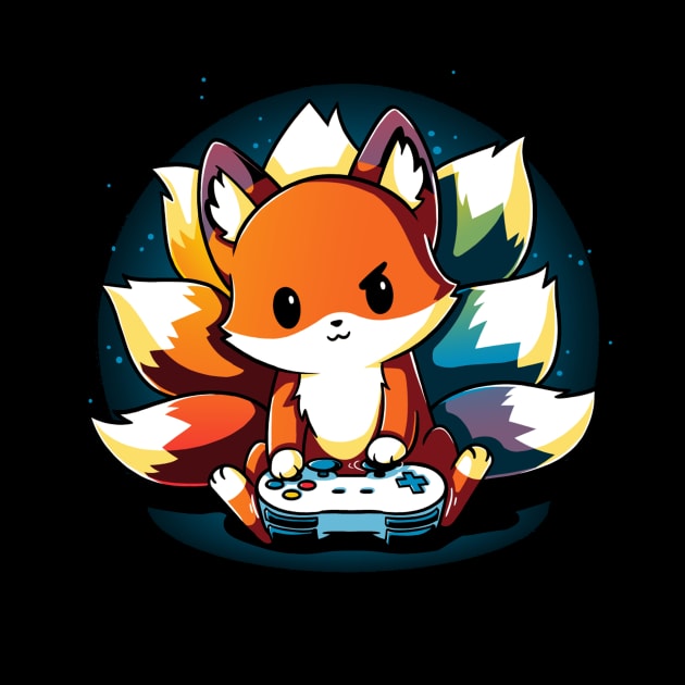 Cute Gamer Fox Playing Video Game Artwork by LazyMice