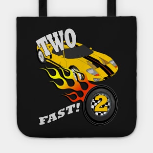 Birthday for 2 Year Old, Two Fast! Cool Race Car Custom Graphic for A 2 Yr Old Boy or Girl Racing Tote