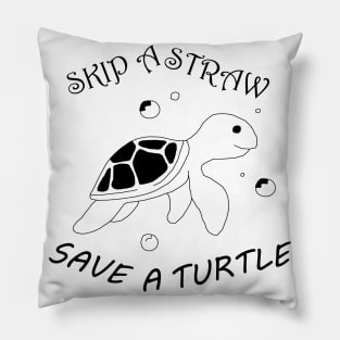 Skip a Straw Save a Turtle Anti Plastic - Harrington Pillow