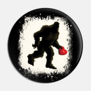 Bigfoot Sasquatch Valentines Red Heart Pin