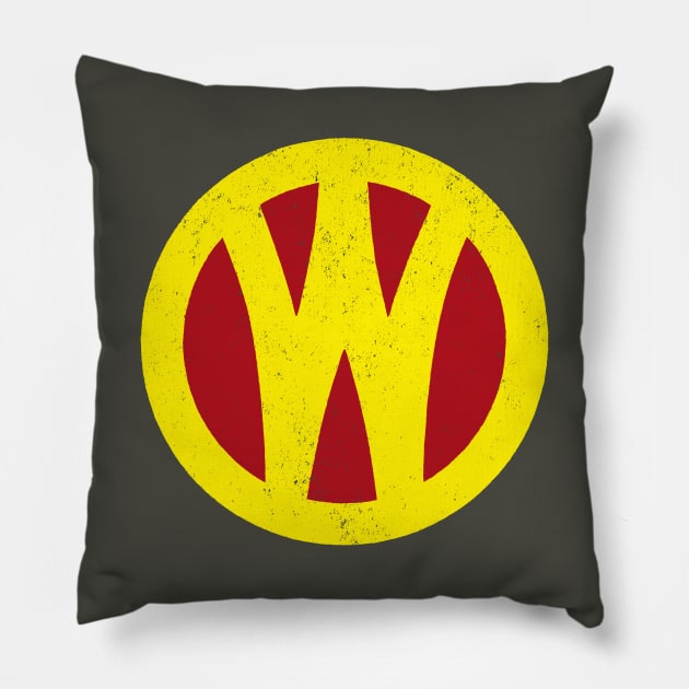 O&W Railroad NYO&W Railway Yellow & Red Logo Distressed Pillow by MatchbookGraphics