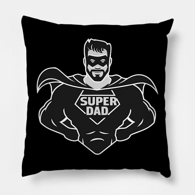 Fathers Day Worlds Best Dad Father Birthday Gift For Daddy New Dad Super Dad To Be Funny Present Superman Super Hero Pillow by DeanWardDesigns