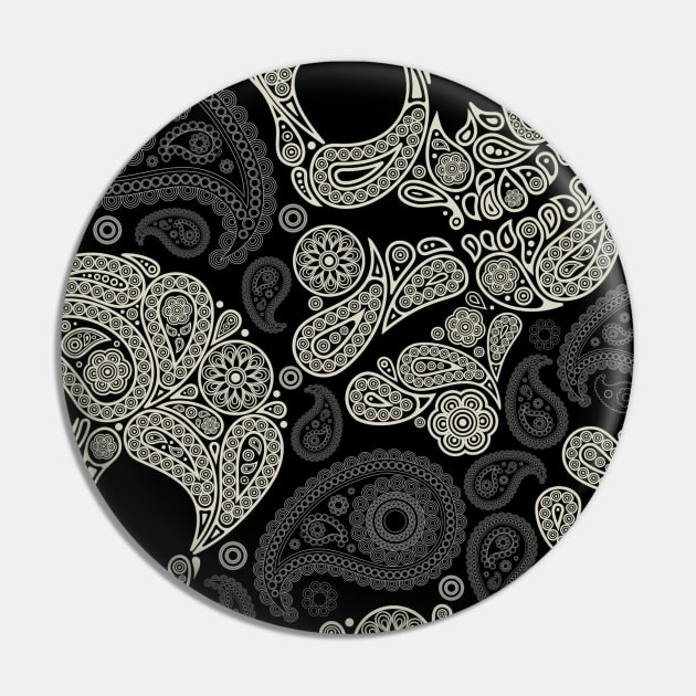 Paisley Skull Pin by Mendi Art