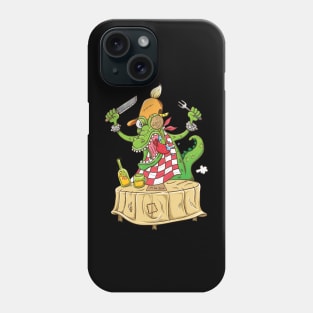 crocodile eating cartoon illustration Phone Case