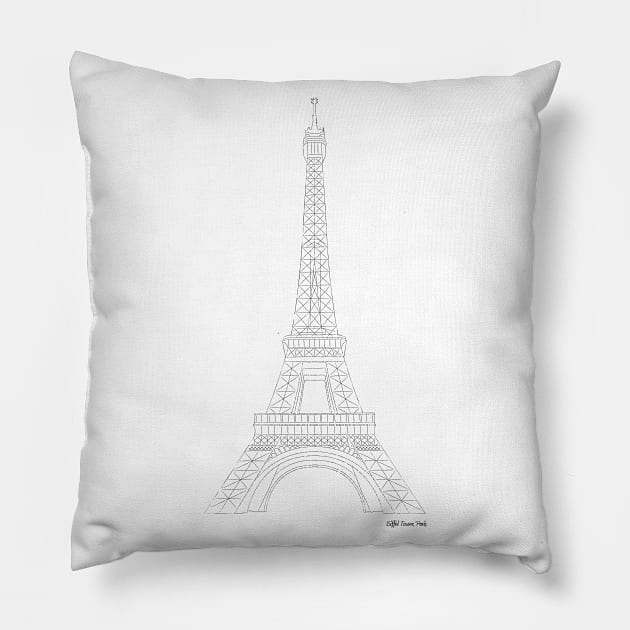 Eiffel Tower Sketch, Paris, France Pillow by stuartjsharples