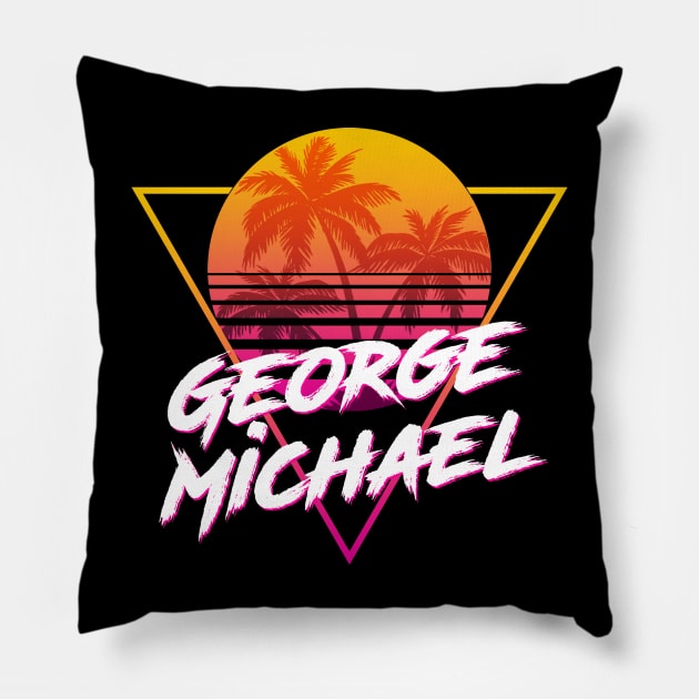 George Michael - Proud Name Retro 80s Sunset Aesthetic Design Pillow by DorothyMayerz Base