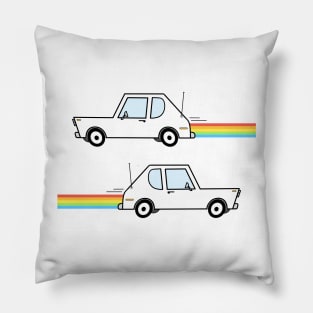 Rainbow Race Car Pillow