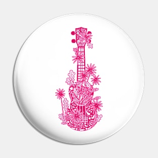 Floral ukulele - colorful Pin