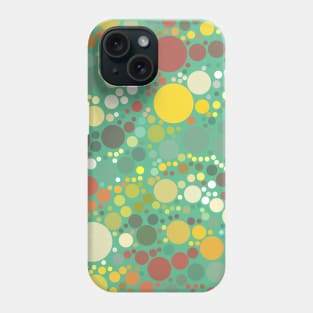 Multicolored Polka Dots on Green Cyan Pattern Phone Case