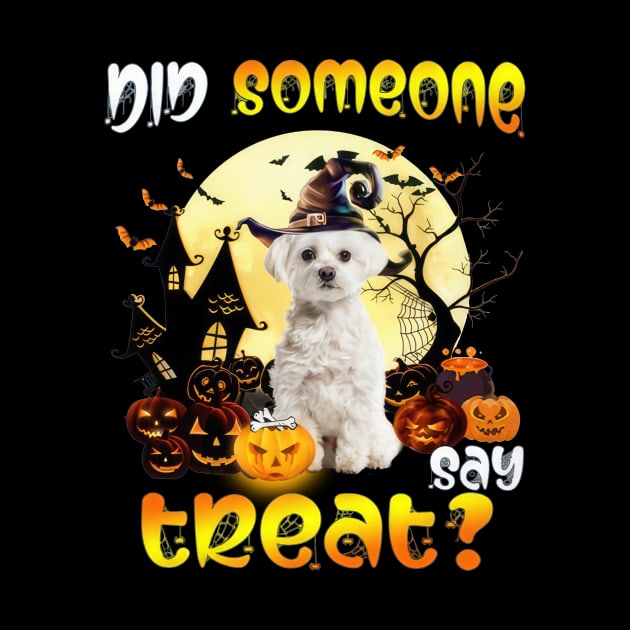 White Maltese Did Someone Say Treat Happy Halloween by Tagliarini Kristi