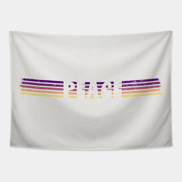 RETRO PEACE STRIPES SUNRISE Cutout Tapestry by Jitterfly