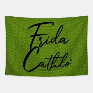 Green Text B back Cat Frida Cathlo version of - Frida Kahlo Tapestry