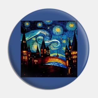 Starry Night Wizarding School Van Gogh Pin