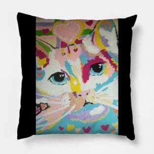 Colorful cat face painting Pillow