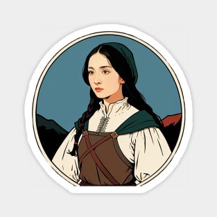 Young Medieval Peasant Woman Magnet