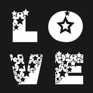 L O V E love block letters monogram grey starry T-Shirt