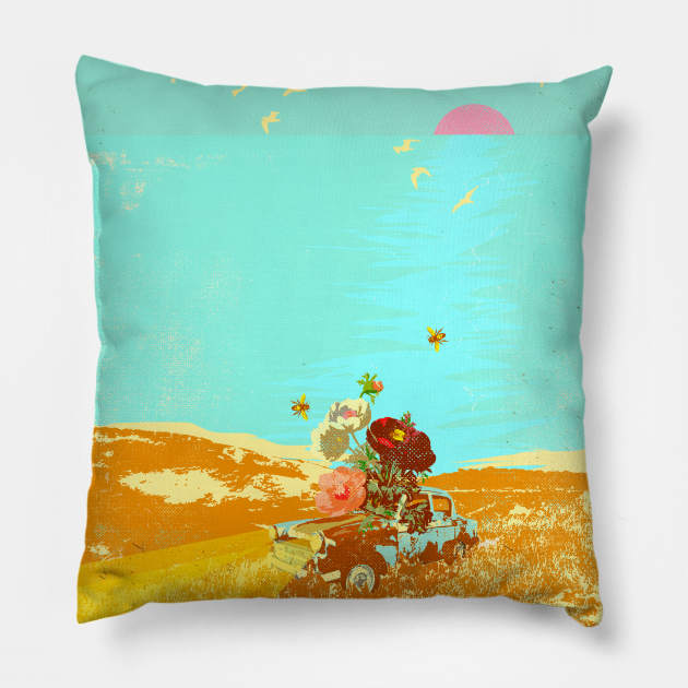 COASTAL FLORAL Pillow by Showdeer