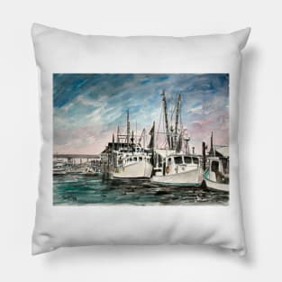 boats nautical art print Pillow