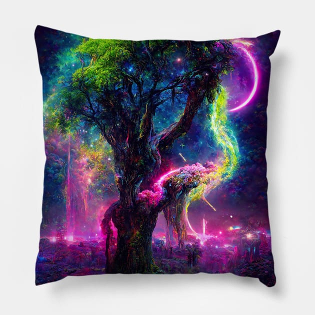 Neon Oak Tree Pillow by wumples