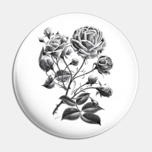 Black Rose Flower Pin