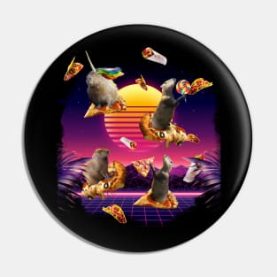 Synthwave Pizza Capybaras Pin