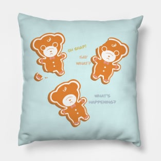 Oh Snap! Cute Gingerbread Christmas Cookie Bears Pillow