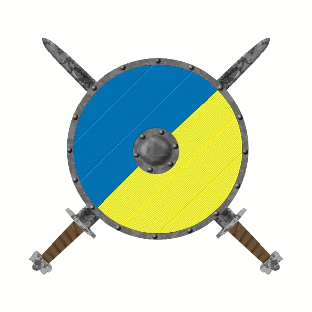 Ukrainian Viking Shield with Crossed Swords by KVApparelLLC