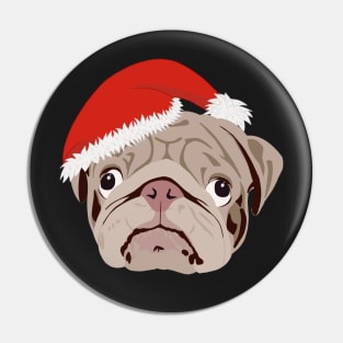 Christmas Pug wearing Santa Hat Pin