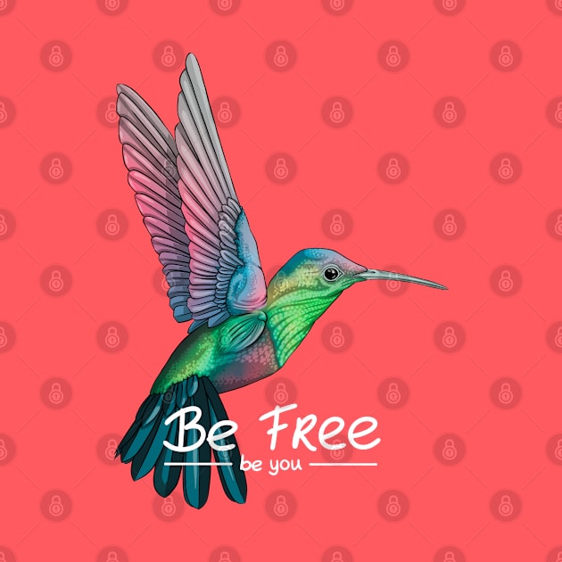 Be Free hummingbird design by Mei.illustration