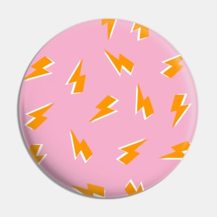 Orange Lightning Thunder Bolt on Pink Pin