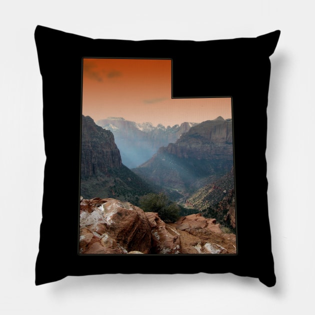 Utah State Outline - Zion National Park Pillow by gorff