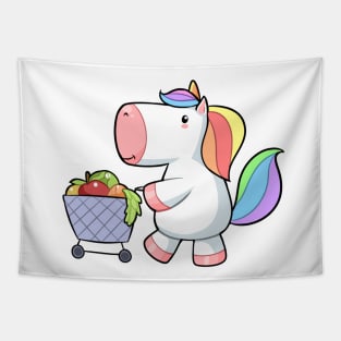 Kawaii unicorn shopping Tapestry