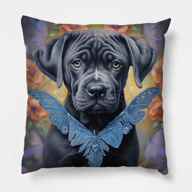 Cane Corso In Floral Garden Pillow by Enchanted Reverie