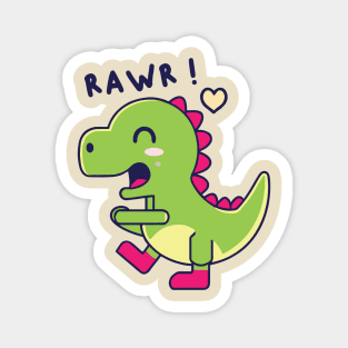 RAWR - Kawaii Cute Dinosaur Cartoon Magnet