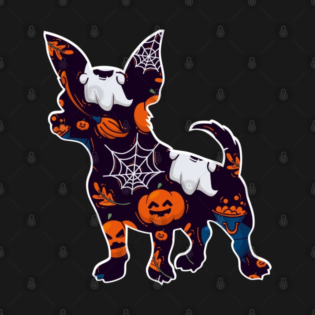 CHIHUAHUA DOG  FUNNY GHOST PUMPKIN HALLOWEEN PATTERN by madani04