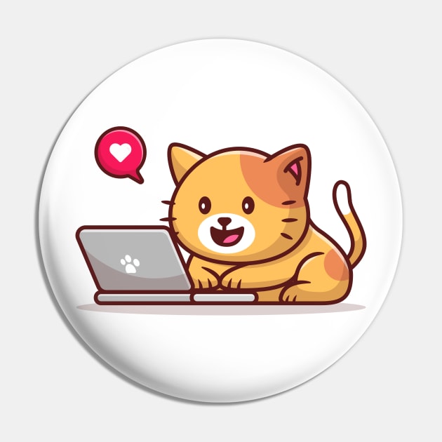 Cute Cat Operating Laptop Pin by Catalyst Labs