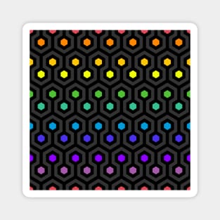 Geometric Pattern: Looped Hexagons: Rainbow Dark Magnet