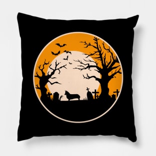 Halloween Corgi Silhouette - Zombie Hand Pillow