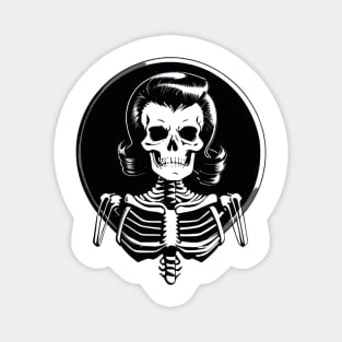 Fun Black and White Rockabilly Skeleton Magnet