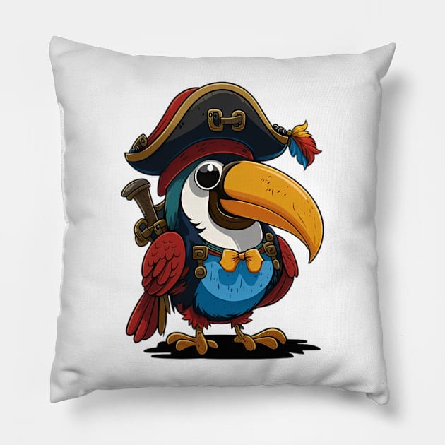 Toucan Pirate #7 Pillow by ToucanVooDoo