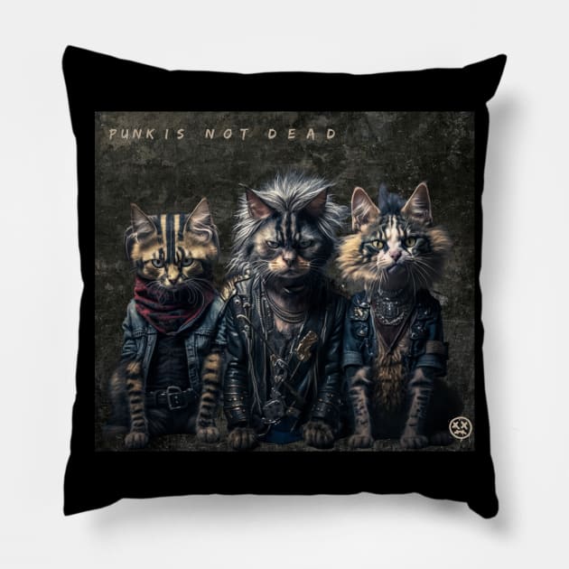 Punk is not dead Pillow by Stitch & Stride