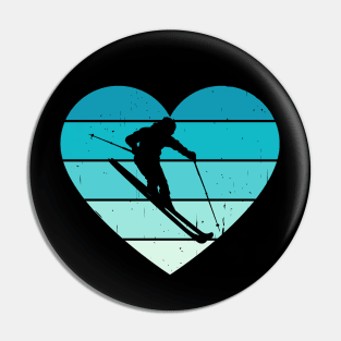 I Love Downhill Skiing Winter Sports Ski Pin